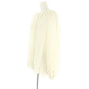 ebure レーヨン シルク ブラウス プルオーバー 長袖 ギャザー 38 アイボリー