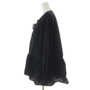 nest Robe コットン リネン フリルブラウス シャツ 長袖 F 黒 ブラック