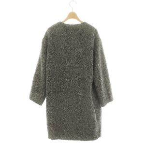 IENA maison×menchi アルパカ コート ノーカラー アウター 36 S 黒 ブラック 白 ホワイト