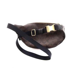 COACH シグネチャー ボディバッグ レザー 茶 ブラウン 黒 ブラック 6548