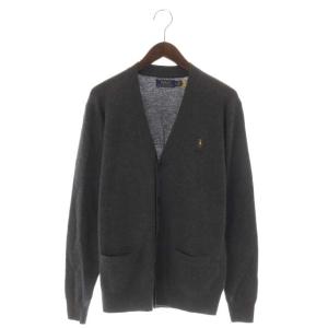 ウール ニット カーディガン ロゴ刺繍 S グレー