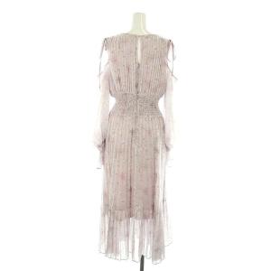 SNIDEL 23SS プリントプリーツワンピース ロング丈 マキシ丈 長袖 0 S ピンク 紫 パープル