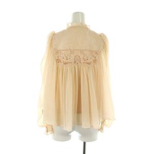 SNIDEL 23SS エンブロイダリーヨウリュウブラウス 長袖 プルオーバー リボン インナー付き コットン F オレンジ