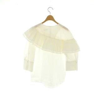 allureville 24SS アシメギャザーディティールブラウス 七分袖 プルオーバー 2 オフホワイト /DO OS