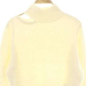 CELFORD 23AW ファーライクワンショルダーニット セーター 長袖 プルオーバー ハイネック F アイボリー