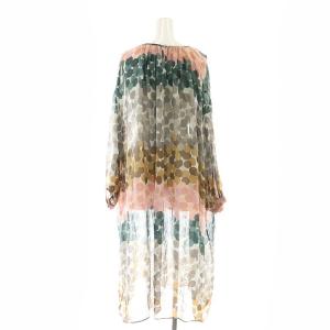 mina perhonen フォギー foggy ワンピース ロング丈 ミモレ丈 長袖 シルク 36 S 茶 ブラウン マルチカラー