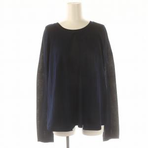 ココマーク刺しゅう カシミヤシルク ニットアンサンブル 40 42 ネイビー