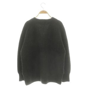 IENA AQUA畦ボックスシルエットカーディガン ニット 長袖 Vネック カシミヤ混 チャコール