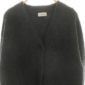 IENA AQUA畦ボックスシルエットカーディガン ニット 長袖 Vネック カシミヤ混 チャコール