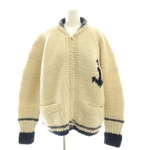 カウチンジップアップセーター ニット  長袖  ウール M ベージュ マルチカラー /YQ OS