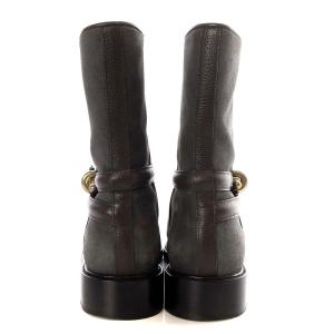 BALENCIAGA ブーツ レザー スエード ダークブラウン グレー