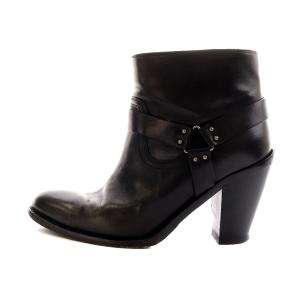 SAINT LAURENT PARIS ショートブーツ チャンキーヒール レザー 35.5 22.5cm 黒 ブラック /AK30