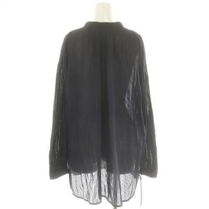 STUNNING LURE シャンブレーストライプブラウス 長袖 リボン M 紺 ネイビー