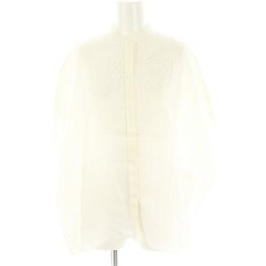 23SS リネンエンブロイダリー ハシゴ刺繍 半袖 ワイドシルエット 麻 36 M 白 ホワイト /KO