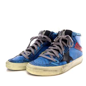 GOLDEN GOOSE 2.12 スニーカー ハイカット ヴィンテージ加工 グリッター レザー 36 23cm 青 ブルー /YO29