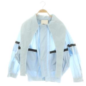 ビックカラー ナイロンジャケット バイカラー XS 水色 ライトブルー