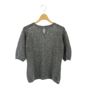 リネン 五分袖 ニット カットソー 2 グレー