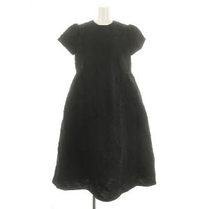 カットジャカード ショートスリーブ ワンピース ロング 38 黒 ブラック /DF OS