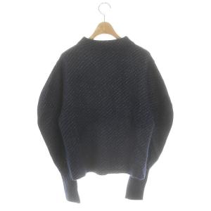 ESTNATION 23AW ラメジャカードニット セーター 長袖 ウール F 紺 ネイビー