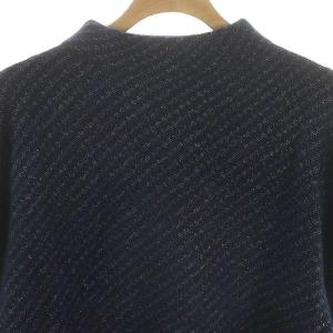 ESTNATION 23AW ラメジャカードニット セーター 長袖 ウール F 紺 ネイビー