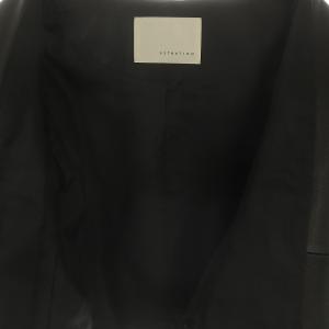 ESTNATION ラムレザー ノーカラー ジップアップジャケット ブルソン フルジップ 38 M 黒 ブラック /YQ OS