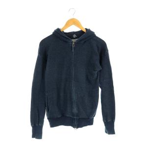 藍染め ジップアップパーカー 長袖 フード 3 紺 ネイビー /MI OS