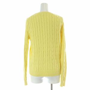 POLO RALPH LAUREN クルーネックニット セーター 長袖 ケーブル編み ポニー刺繍 M 黄 イエロー