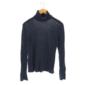 藍染め タートルネック コットンニット カットソー 長袖 3 濃紺 ダークネイビー /MI OS