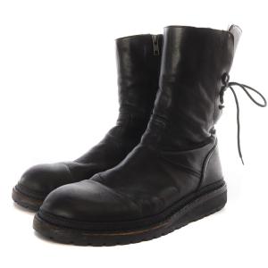 ANN DEMEULEMEESTER レザー レースアップ ブーツ ショート 26cm ブラック