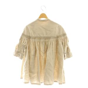 Scye ギャザーフレアブラウス 五分袖 麻 リネン 40 L ベージュ