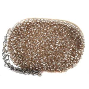 ワイヤー ハンドバッグ ポーチ べージュ