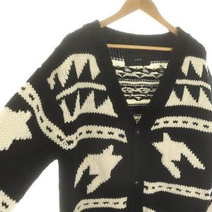 AKM NO COLLAR COWICHAN カーディガン L ブラック オフホワイト