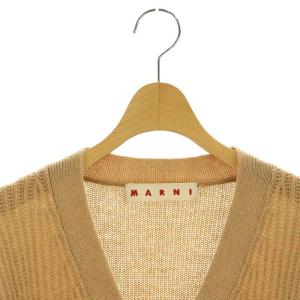 バイカラーカーディガン ニット 長袖 Vネック カシミヤ 40 ブラウン 