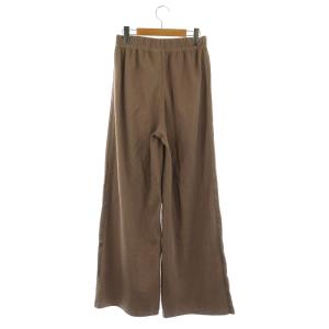 adidas Originals 22年 ワイドパンツ イージー ハイウエスト リブ ストレッチ L 茶 ブラウン