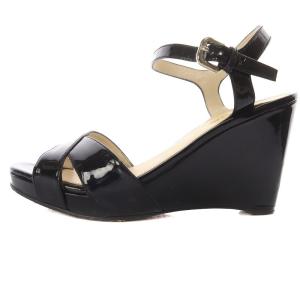 PRADA パテントレザー ウェッジソール ストラップサンダル 36 23cm 黒 ブラック