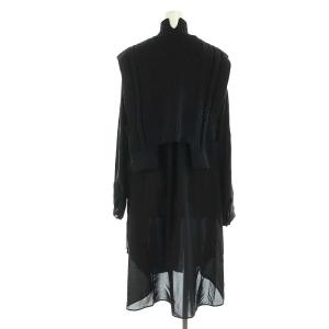 ADORE 22AW セットアップ 2点セット エアリーケーブルニットベスト クロップド ハイネック ロングシャツ 長袖 38 黒 ブラック