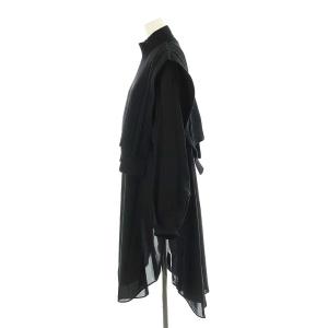 ADORE 22AW セットアップ 2点セット エアリーケーブルニットベスト クロップド ハイネック ロングシャツ 長袖 38 黒 ブラック