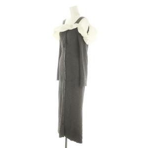 SNIDEL 24AW フリルドッキングオフショルニットワンピース 長袖 ロング マキシ丈 グレー
