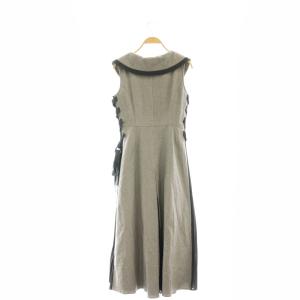 SNIDEL 24AW サイドプリーツツイードワンピース ロング マキシ丈 ノースリーブ レースアップ 総柄 1 グレー