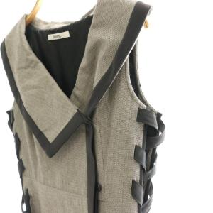 SNIDEL 24AW サイドプリーツツイードワンピース ロング マキシ丈 ノースリーブ レースアップ 総柄 1 グレー