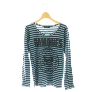 RAMONES ボーダー 長袖カットソー プリント ブルー ブラック 青 黒