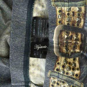 HYSTERIC GLAMOUR ヒスベア デニムプリント レギンス ストレッチ イージー F 紺 ネイビー