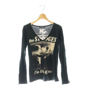 the stooges プリント Vネックカットソー 長袖 F 黒 ブラック