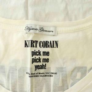 HYSTERIC GLAMOUR KURT COBAIN プリント カットソー チュニック 半袖 コットン F 白 ホワイト