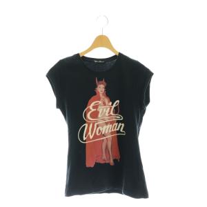 プリント 半袖カットソー Tシャツ F 黒 ブラック