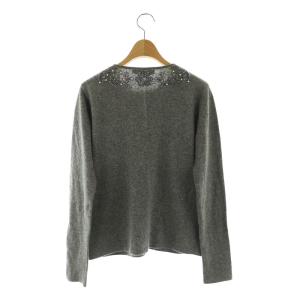 Max Mara ウール ビーズ刺繍 ニット カーディガン 長袖 カシミアアンゴラ混 S グレー