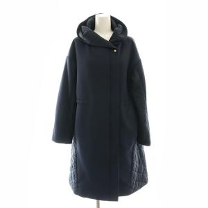 キルティングドッキングコート アウター ロング フード 0 紺 黒 ネイビー ブラック /DF OS