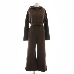 24AW パーカー×カットオールインワンセット フーディー ショート丈 ロンパース 0 S 茶 ブラウン