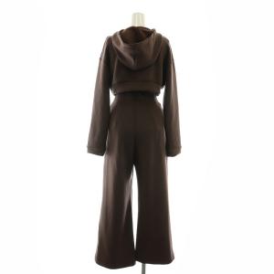 SNIDEL 24AW パーカー×カットオールインワンセット フーディー ショート丈 ロンパース 0 S 茶 ブラウン
