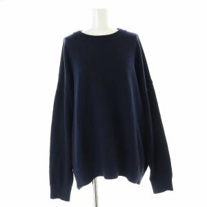 ベーシック ニット プルオーバー セーター 長袖 オーバーサイズ 紺 ネイビー